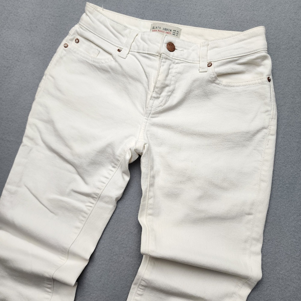 Zara Basic Z1975 Denim Skinny Jeans White Mid Rise Size 2